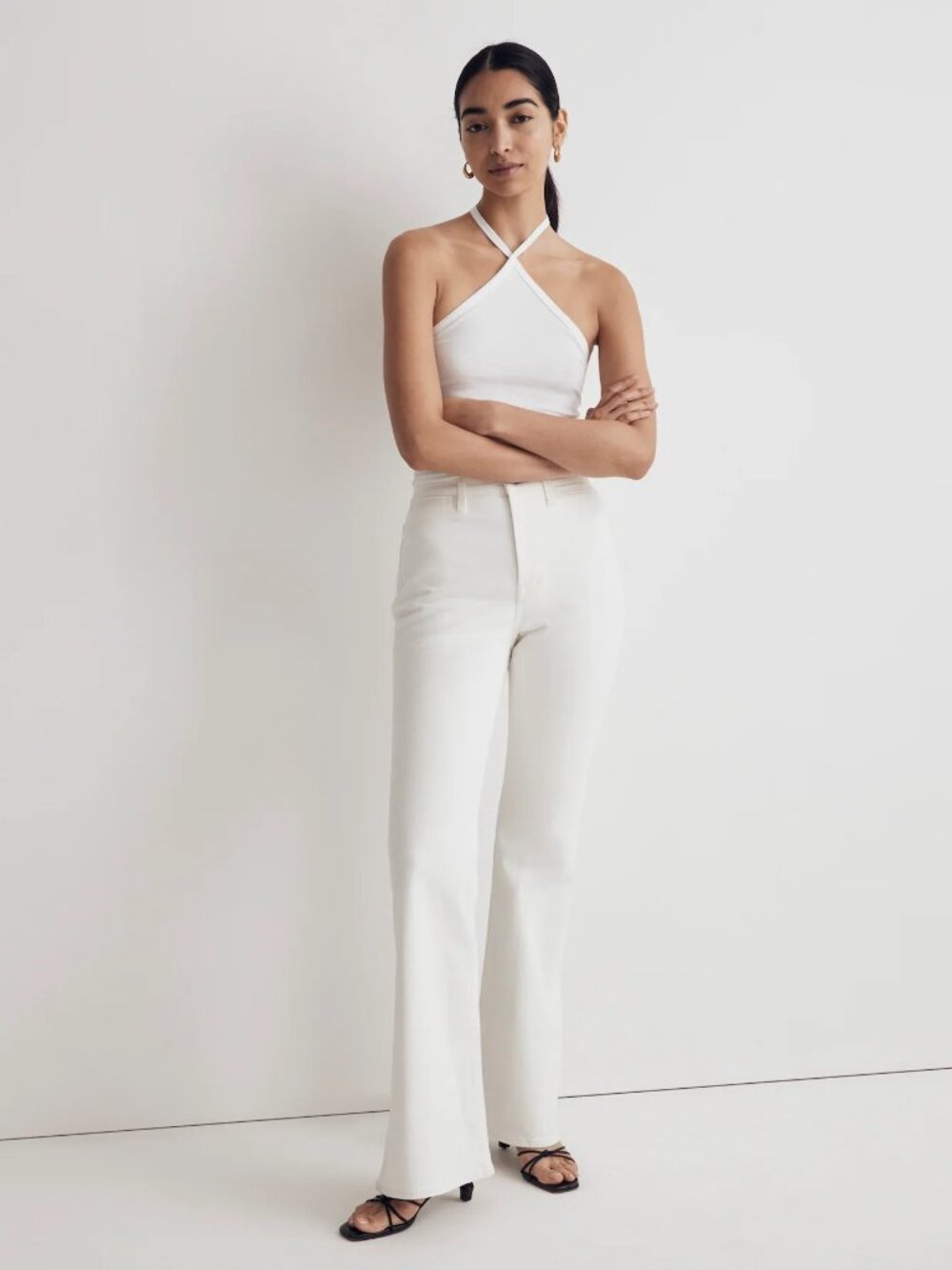 Madewell Perfect Vintage Flare Jeans in Tile White NEW 32 14 Stretch Summer